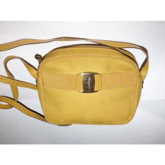 Salvatore Ferragamo Vintage Mustard Yellow Suede And Leather Crossbody - Picture 10 of 12